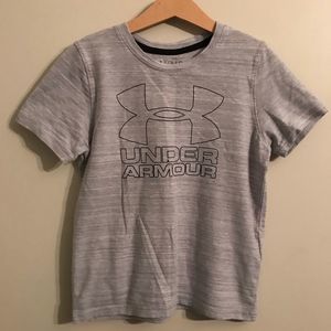 Under Armour Gray Logo Short Sleeve Shirt Kids Small